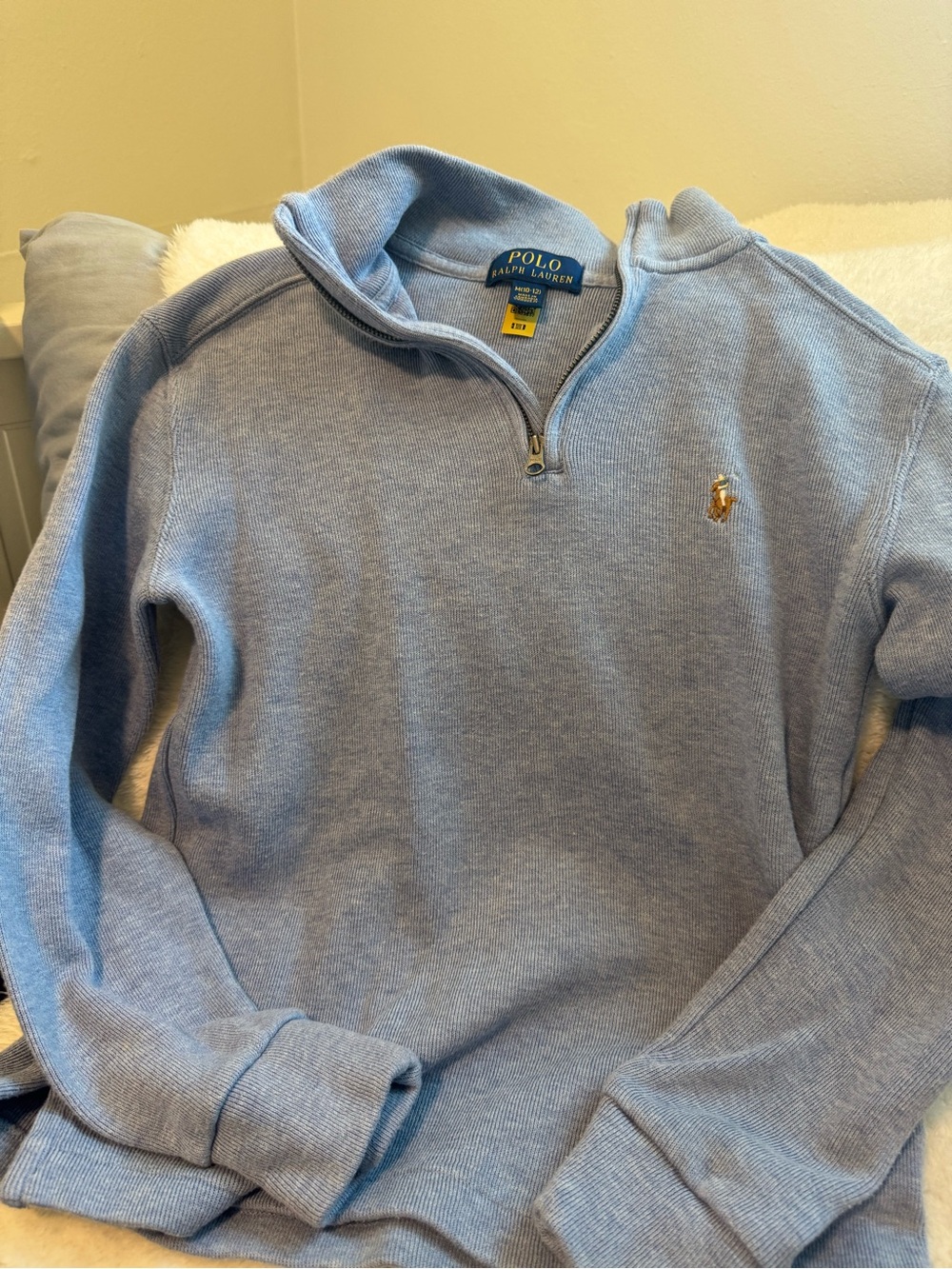 Polo by Ralph Lauren Pale Blue Quarter-Zip Knit Sweater for Boys